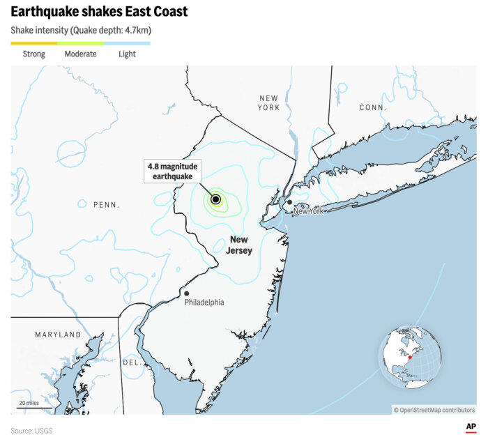 Earthquake hits East Coast, rattles Philadelphia region