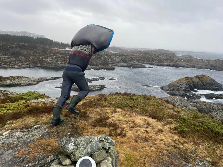 Battling the wind overlooking some of the Solund archipelago’s 1,700 islands, islets and skerries