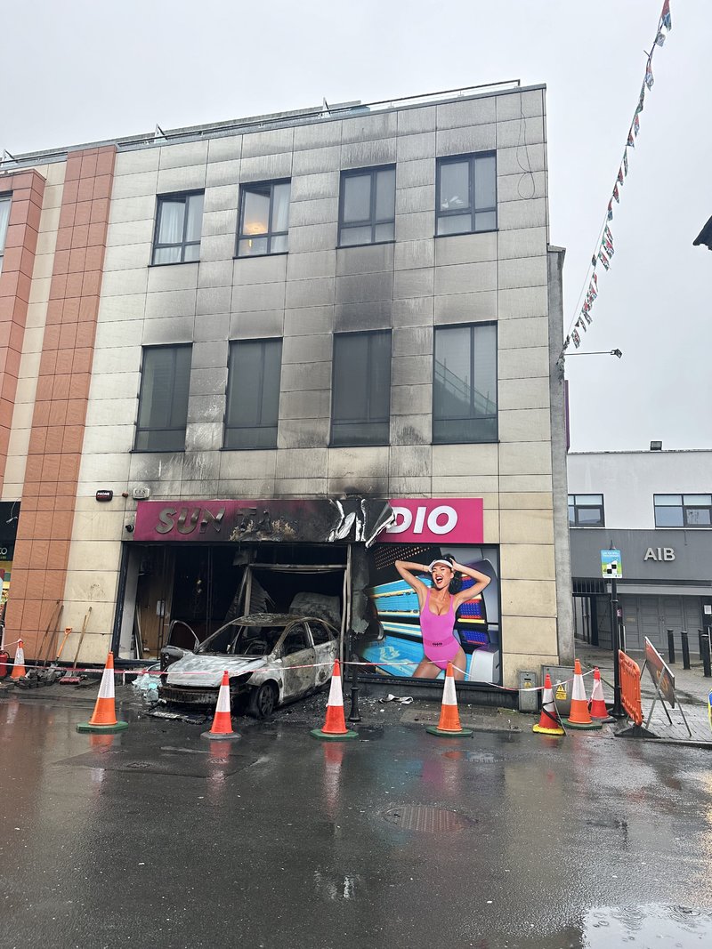 'deeply disappointing': carlow shop gutted by fire after car crashes into it overnight