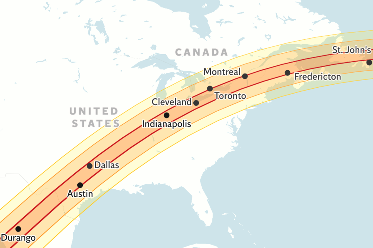 Solar eclipse map shows path of totality for 2024 event