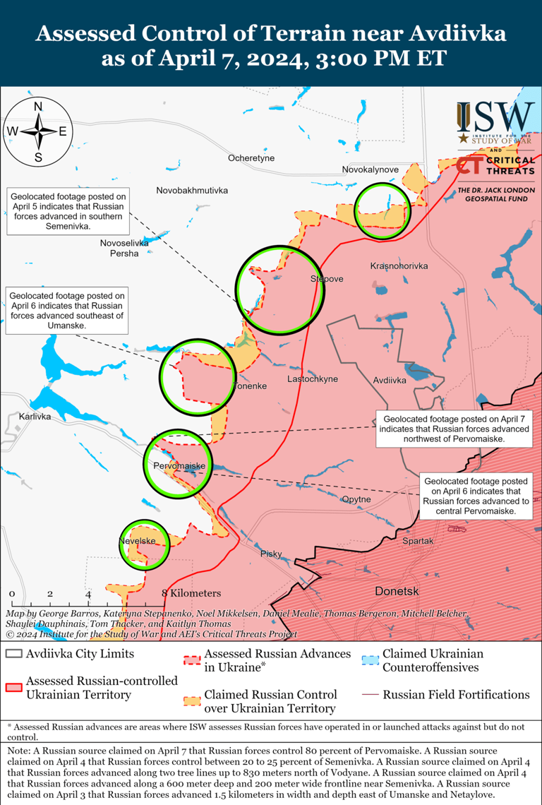 Avdiivka Map Shows Russia's 'Significant' Advances in Eastern Ukraine