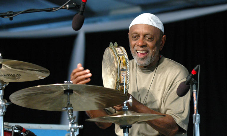 Albert ‘Tootie’ Heath performing with the Heath Brothers at the New Orleans jazz and heritage festival in 2005. Photograph: Clayton Call/Redferns