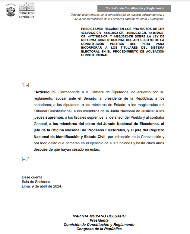 Comisión de Martha Moyano busca aprobar este martes ley para someter al sistema electoral