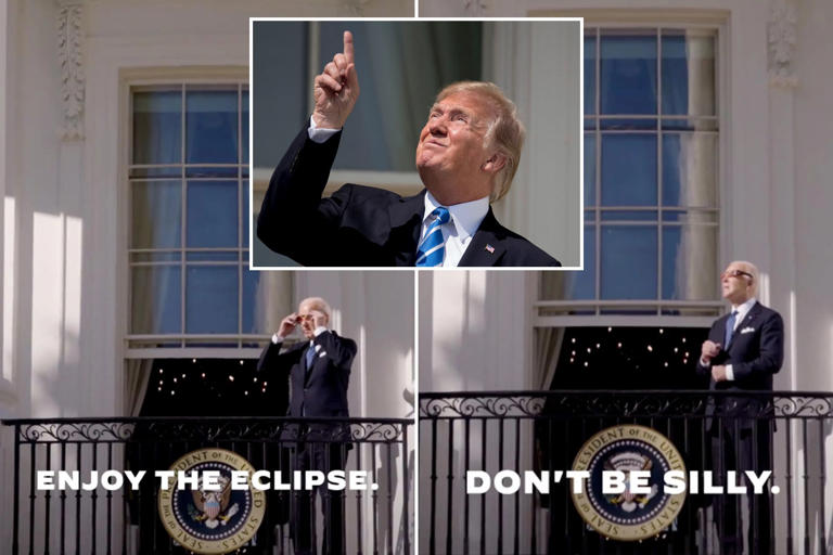 Biden mocks Trump looking at 2017 solar eclipse with PSA: ‘Don’t be ...