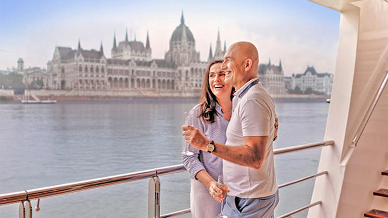 A couple sailing the Danube with AmaWaterways