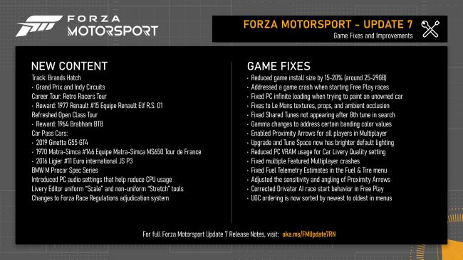 update 7 til forza motorsport er ude nu