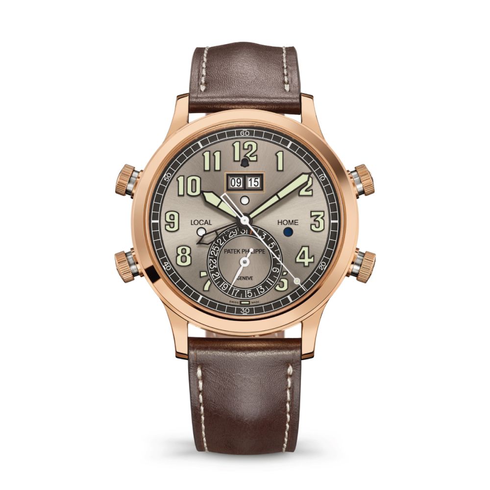 <p>For fans of Patek’s Travel Time watches, the addition of an alarm and date wheel was a welcome surprise when the 5520P hit the market in 2019. Those additions also allowed the 5520 to move from the “complication” category into rare air of Patek’s “grand complications.” That may be a semantic distinction, but the addition of a working mechanical alarm into an already very complicated watch is, we think, rather distinguished.</p> <p>Alarm watches were something of a trend in the decades following World War II, and there has been a small revival of the mechanical alarm complication among brands like Jaeger-LeCoultre, Breguet, Richard Mille and Hublot in recent decades. But few of those offerings are as compelling as Patek’s alarm complication, because the caliber AL 30-660 S C FUS is simply a pleasure to use, to gaze upon, and to hear. The Travel Time series has always offered a simple way to track dual time zones while abroad, and the addition of the alarm complication has not fouled that elegant complication one bit. Especially well done is the digital display of the alarm time setting below 12 o’clock, which allows for accurate alarms compared to the more common rotating alarm hand mounted to the central arbor.</p> <p>For 2024, Patek has given us the 5220RG, a lovely rose gold version with a gray sunburst dial and generous luminescent accents throughout the dial. There’s something in this colorway which adds even more old-world charm to this already retro-styled timepiece.</p> <p><strong>Case size:</strong> 42.2 mm x 11.6 mm<br> <strong>Case material:</strong> Rose gold<br> <strong>Water resistance:</strong> 30 meters<br> <strong>Strap:</strong> leather<br> <strong>Price:</strong> $259,241</p>
