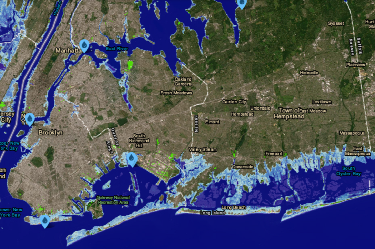 new york map shows where state will become underwater from sea level rise