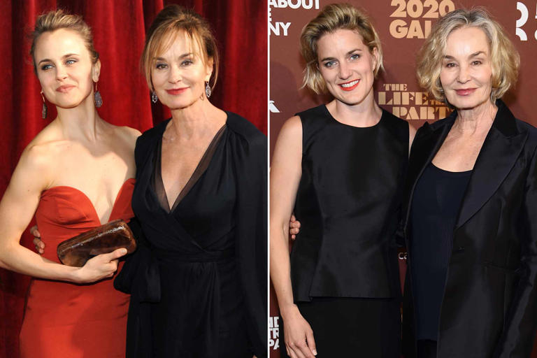 Kevin Mazur/WireImage ; Jamie McCarthy/Getty Left: Shura Baryshnikov and Jessica Lange arrives to the TNT/TBS broadcast of the 16th Annual Screen Actors Guild Awards on January 23, 2010 in Los Angeles, California. Right: Hannah Shepard and Jessica Lange attend the Roundabout Theater's 2020 Gala on March 02, 2020 in New York City.