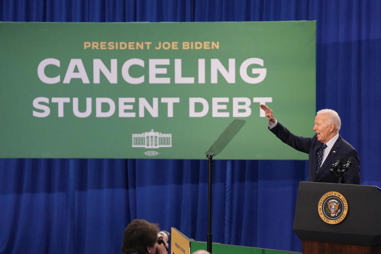 President Joe Biden speaks Monday, April 8, 2024 at Madison Area Technical College in Madison, Wisconsin.