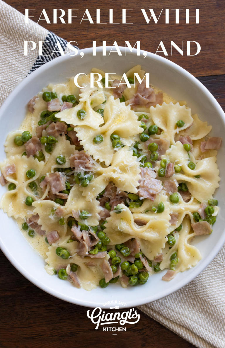 Peas, Ham, Farfalle Pasta And Cream