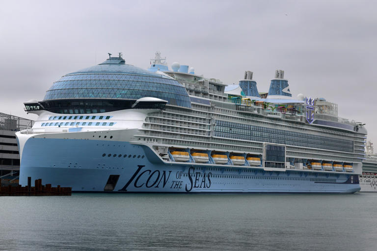 Royal Caribbean's Icon of the Seas, the world’s largest cruise ship docked at the Port of Miami on Thursday January 11, 2024.