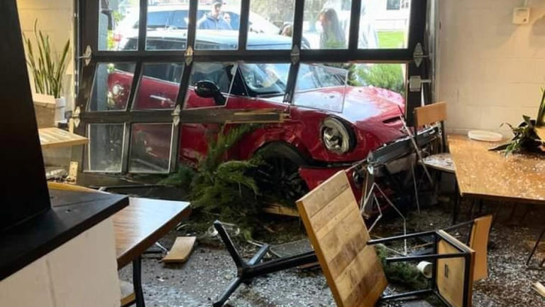 Man struck when car crashes into Fox in the Snow Cafe