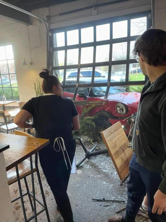 Man struck when car crashes into Fox in the Snow Cafe