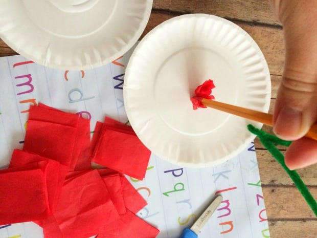 Tissue Paper Plate Apple Craft