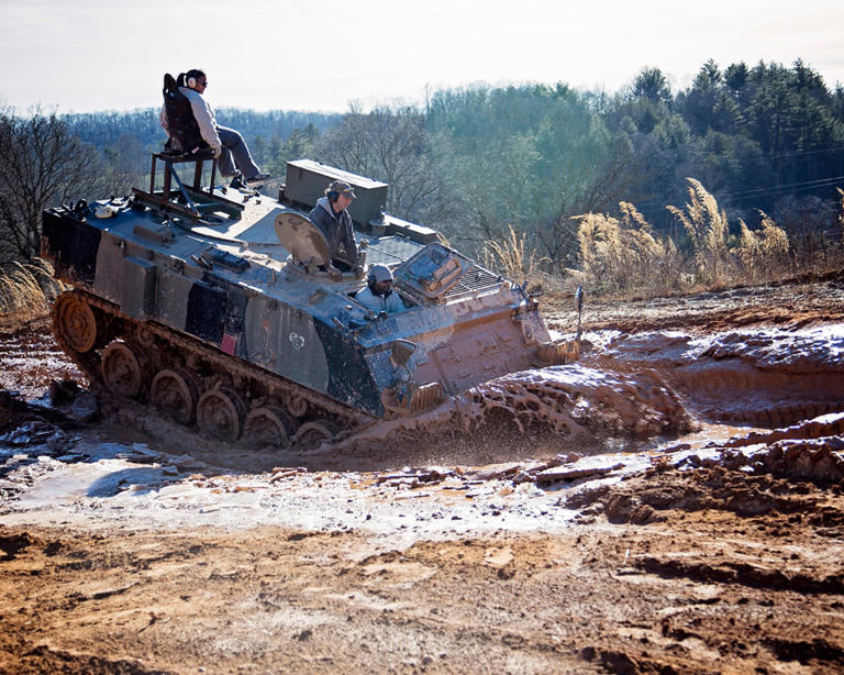 Drive tanks through the mud.