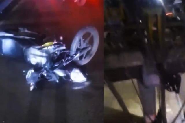 mujer motociclista cayó de puente en el norte de bogotá: chocó contra un separador