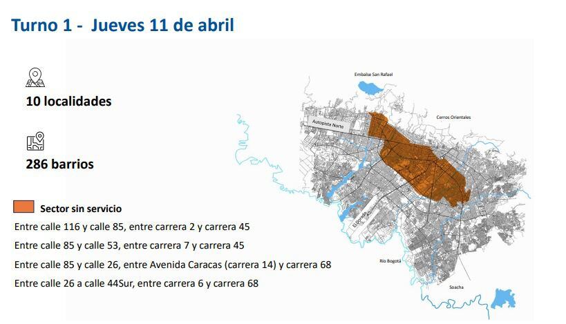 a recoger agua: estos son los 286 barrios de bogotá que tendrán cortes en el servicio este jueves 11 de abril