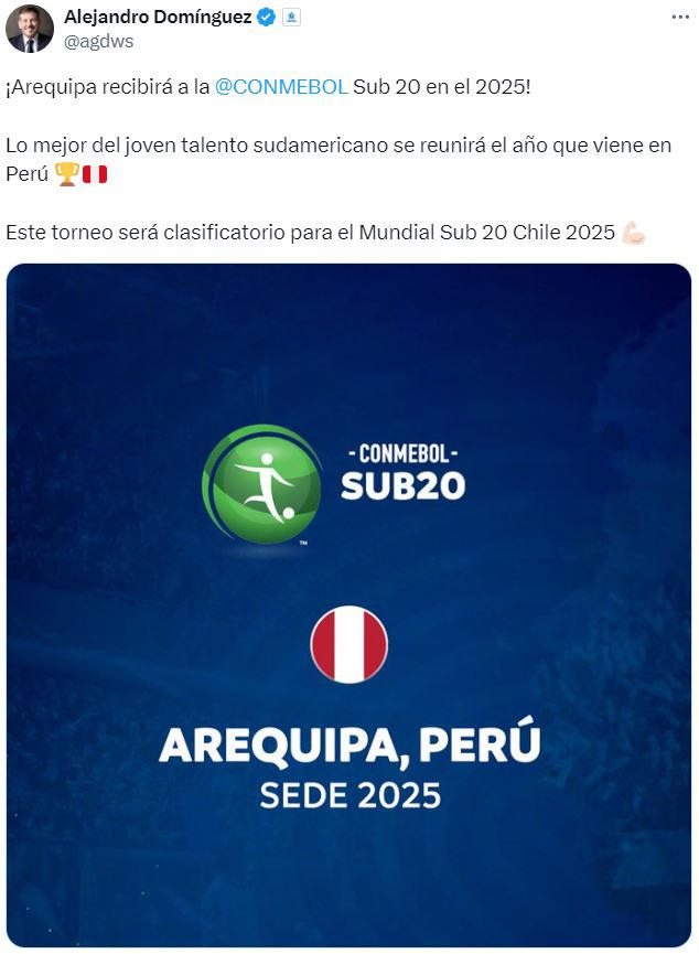 Arequipa Perú será sede del Sudamericano Sub 20 2025, anunció la Conmebol