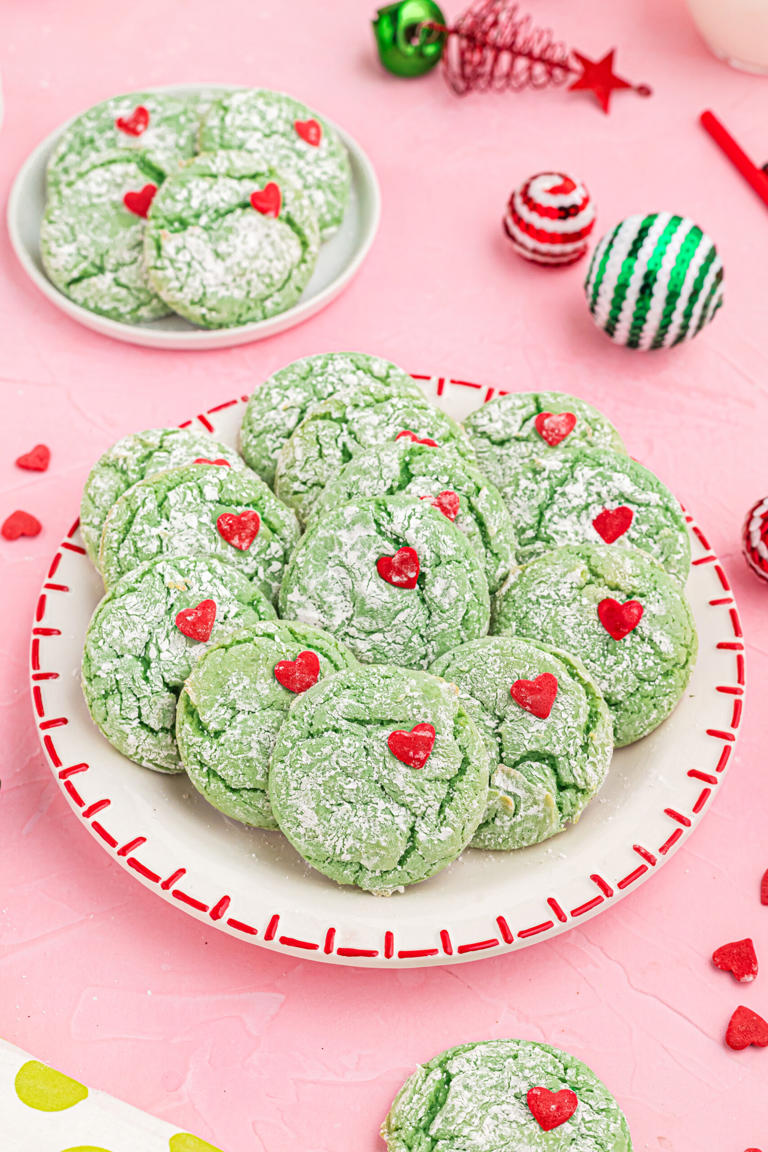 Easy Grinch Cookies Recipe (Made with Cake Mix)