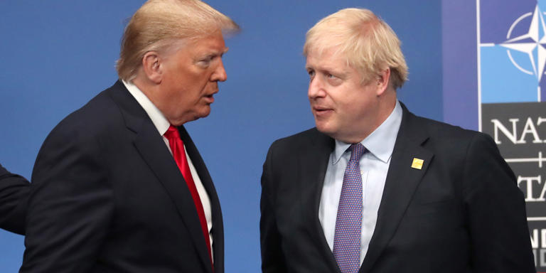 Archive: Boris Johnson and Donald Trump at the NATO summit in England on December 4, 2019. Now Johnson sternly warns Trump that a defeat of Ukraine to Putin also weakens America's position. Getty Images / WPA Pool / Pool
