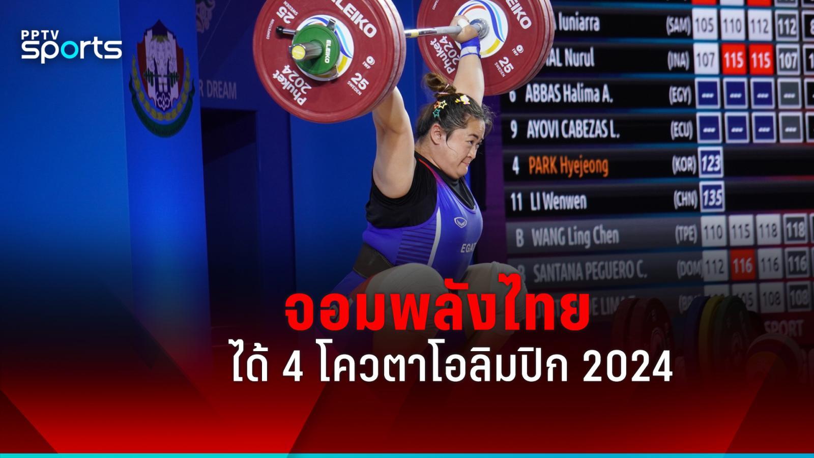 ยกน้ำหนักไทย ได้ 4 โควตาไปโอลิมปิก หลังจบศึกไอดับเบิ้ลยูเอฟ เวิลด์ คัพ