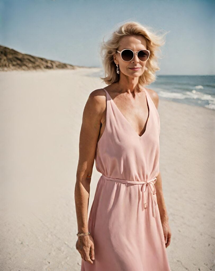 <p>The V-neck design of this sundress adds allure to the outfit while also allowing for ventilation and airflow during travel. For women over 50, this outfit strikes the perfect balance between comfort and style, catering to their practical needs while maintaining a fashionable appearance. </p>