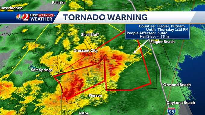 Tornado Warning Issued For Flagler, Volusia Counties Expire