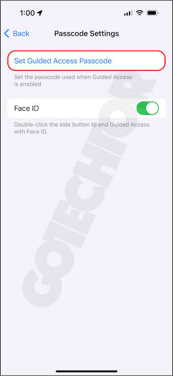 Set Guided Access passcode on iPhone