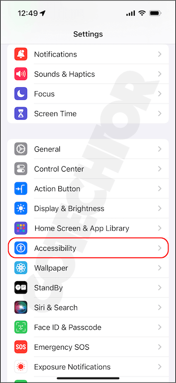 Accessibility settings on iPhone