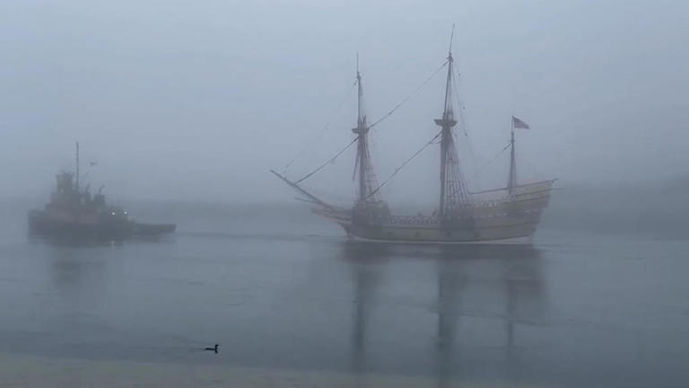 Watch the Mayflower II make a ghostly crossing through the Cape Cod Canal