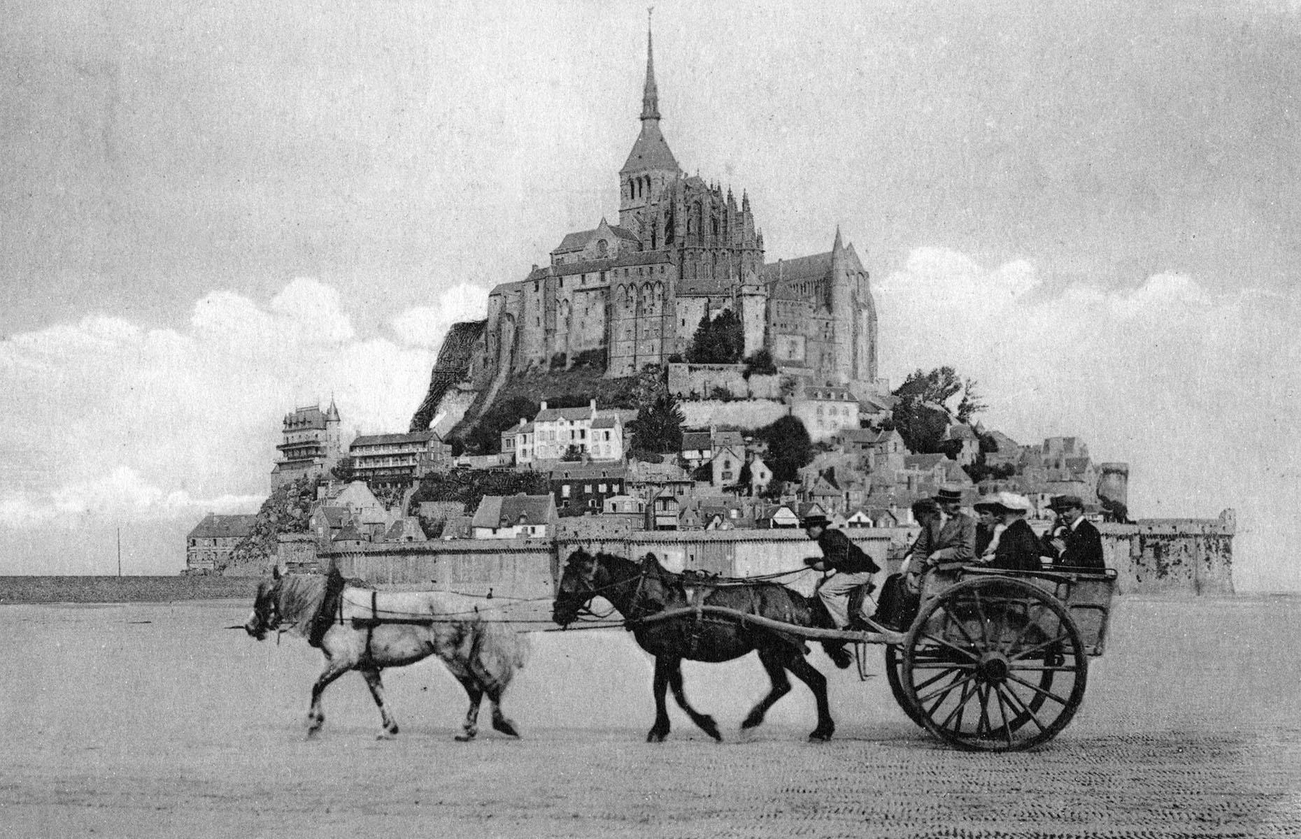 <p>Those who have queued for hours to visit Mont St Michel in sweltering summer heat would have given anything for a joyful scene such as this, taken on the beach in front of the medieval abbey at the turn of the century. These days, that same stretch of sand sees up to 2.5 million visitors a year line up to shuffle through its narrow lanes and inch along its ramparts. Such is the overcrowding that in 2023, the French government actively campaigned for tourists to visit other parts of the country instead.</p>