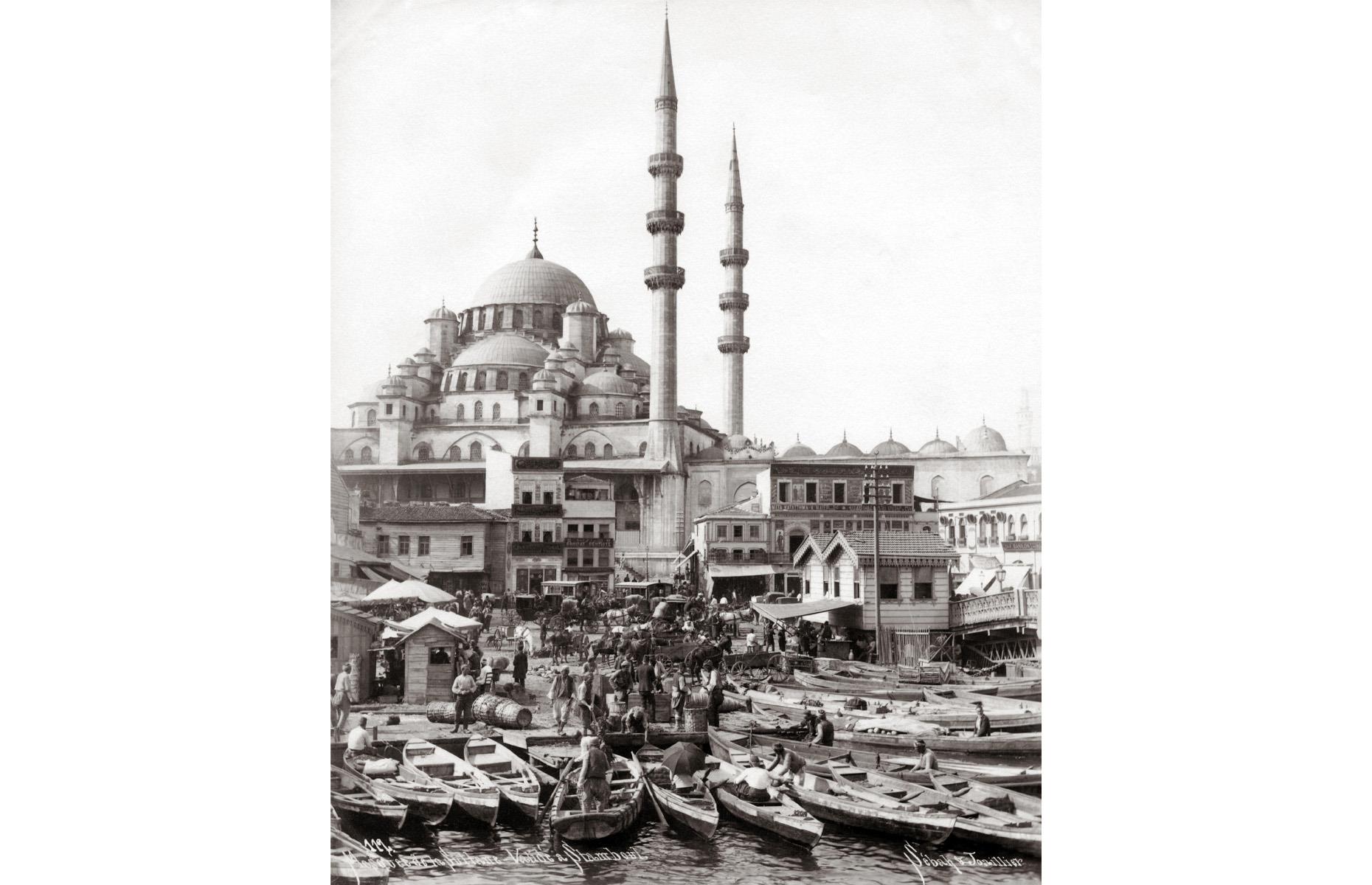 <p>Chaotic and intoxicating Istanbul straddles Europe and Asia and is an exotic melting pot where East meets West. It has always been that way, as we see from this photo taken around 1895. Boatmen gather in the shadow of the city’s iconic Hagia Sophia mosque to transport people and goods across from one continent to the other, a journey made so much easier today after the Bosphorus Bridge was opened in 1973.</p>