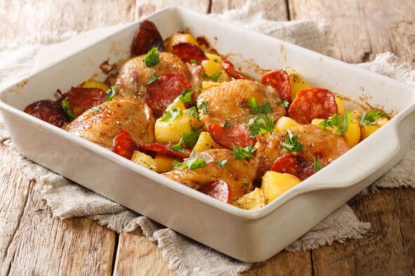 nigella lawson's 'perfect' chicken, chorizo and potato tray bake is 'stress-free' - recipe