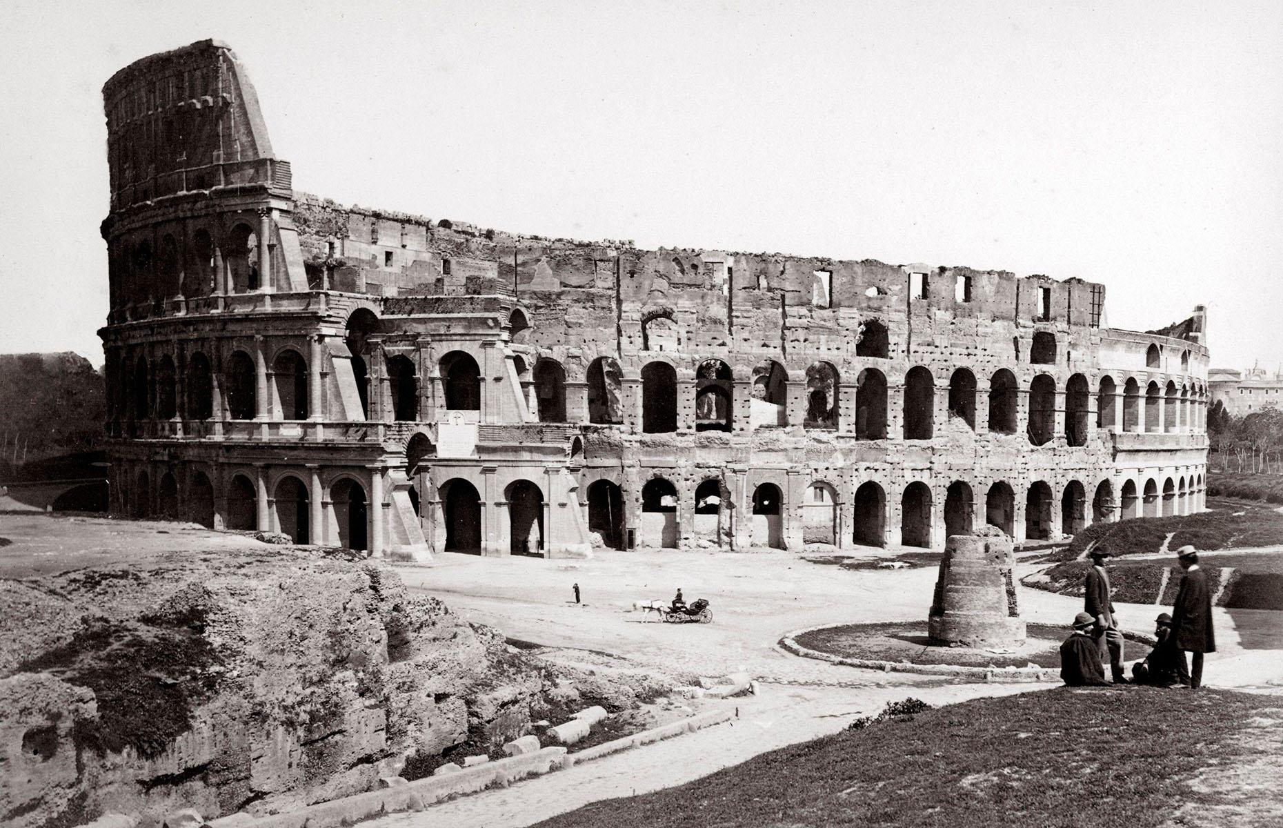<p>The Colosseum in Rome is the most popular tourist attraction in Italy with an estimated 9.8 million people visiting in 2022 alone. But when this photo was taken in 1870, the once-mighty stadium lay abandoned and empty. It had been treated as a quarry for marble and stone for over 1,000 years. And with Rome a battleground in the war for Italian unification during this turbulent period, even the young aristocrats on their Grand Tour of Europe had stopped calling by to admire these ancient ruins.</p>