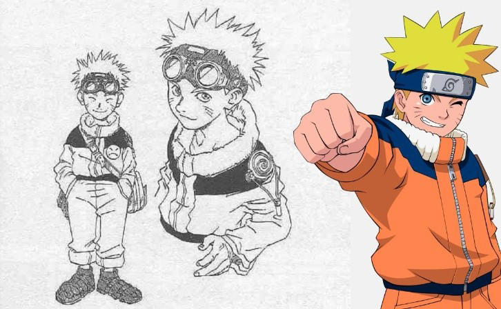 El primer diseño de Naruto dibujado por el gran Masashi Kishimoto