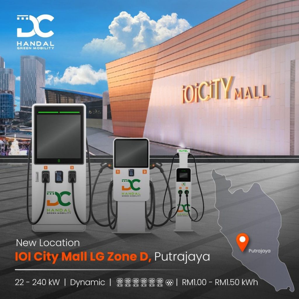 dc handal deploys 8 ev charge points at ioi city mall, priced from rm1.00 per kwh