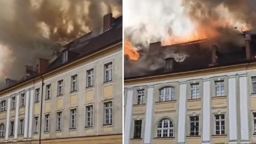 potężny pożar uczelni w gorzowie wielkopolskim. ogień się rozprzestrzenia