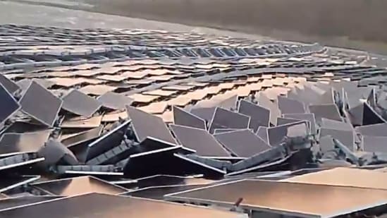 storm damages world's largest floating solar plant in madhya pradesh's khandwa