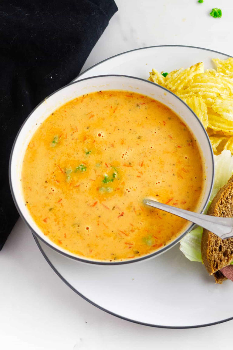 Red Bell Pepper Soup With Smoked Gouda