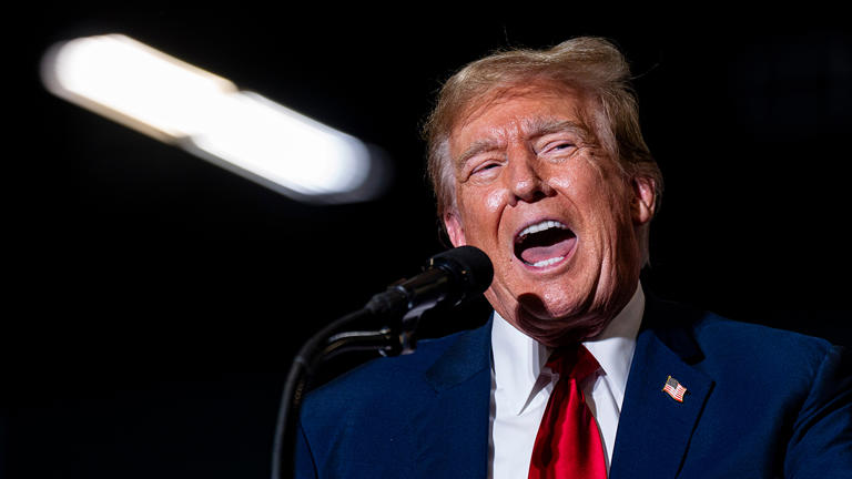 Former President Trump speaks during a "Get Out The Vote" rally in Greensboro, North Carolina, on Saturday, March 2, 2024. Trump has proposed a universal 10% tariff on imports. Getty Images