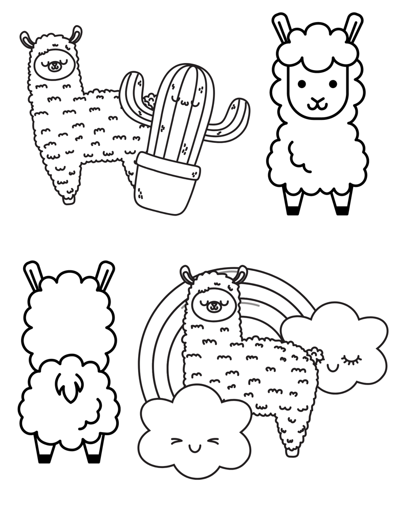 7 cute llama coloring pages