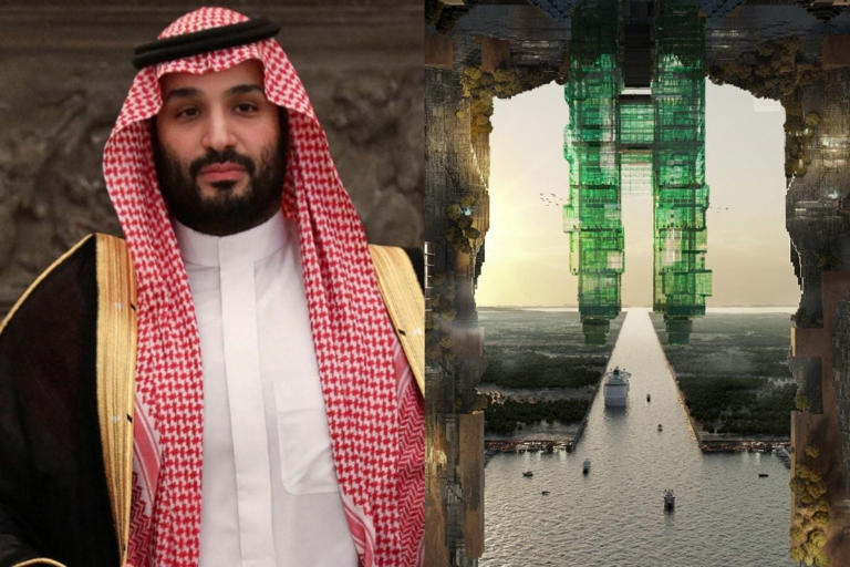 Saudi Arabia is scaling back its plans to build NEOM - a futuristic megacity that will feature two massive, mirror-encased skyscrapers that extend over 170 kilometres of desert and mountain terrain, ultimately housing nine million people. (Image: Reuters/AFP)