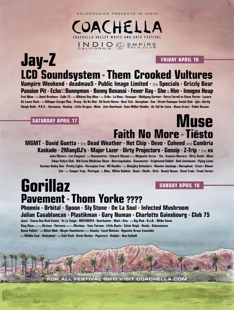 Every Single Coachella Headliner And Lineup Poster Since The California 