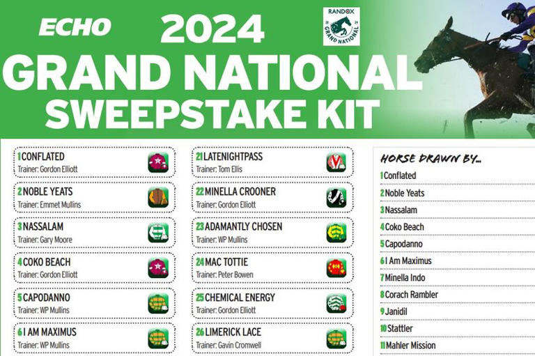 Grand National 2024 Sweepstake kit to print for free before the big