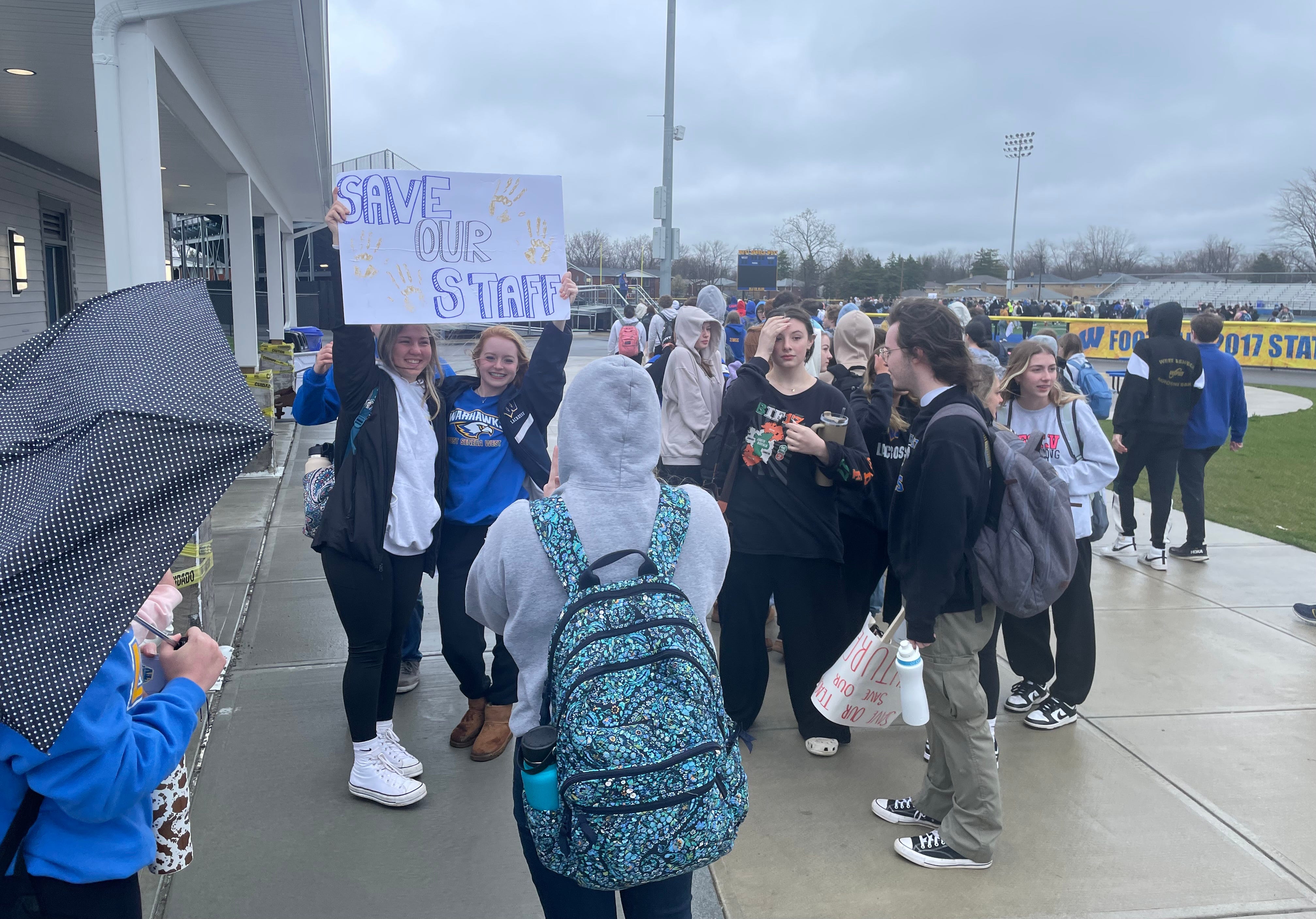 West Seneca West students take part in walkout to support staff 