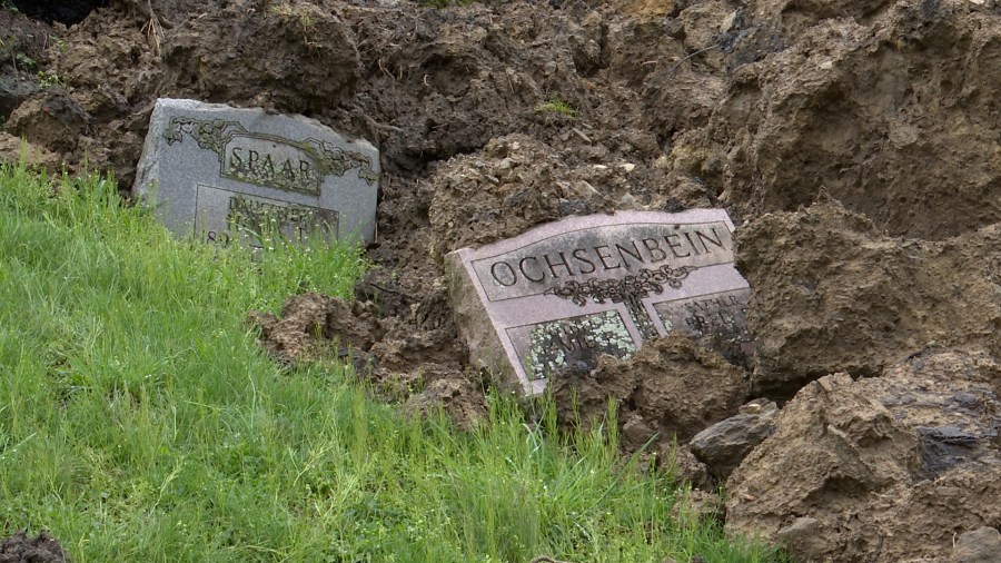 cemetery with about 150 tombstones destroyed due to severe weather might not be cleaned up for 2 years or longer