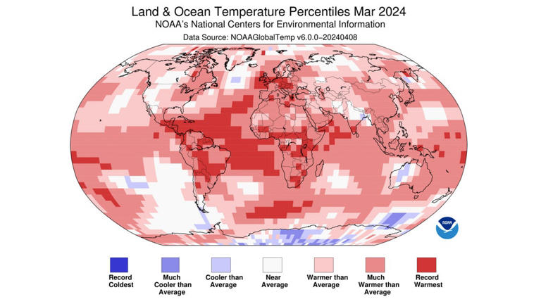 Earth's Warmest March Is 10th Straight Record Month, NOAA and NASA Found