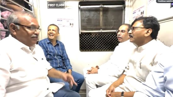 watch | uddhav thackeray takes a ride in mumbai local train after palghar visit