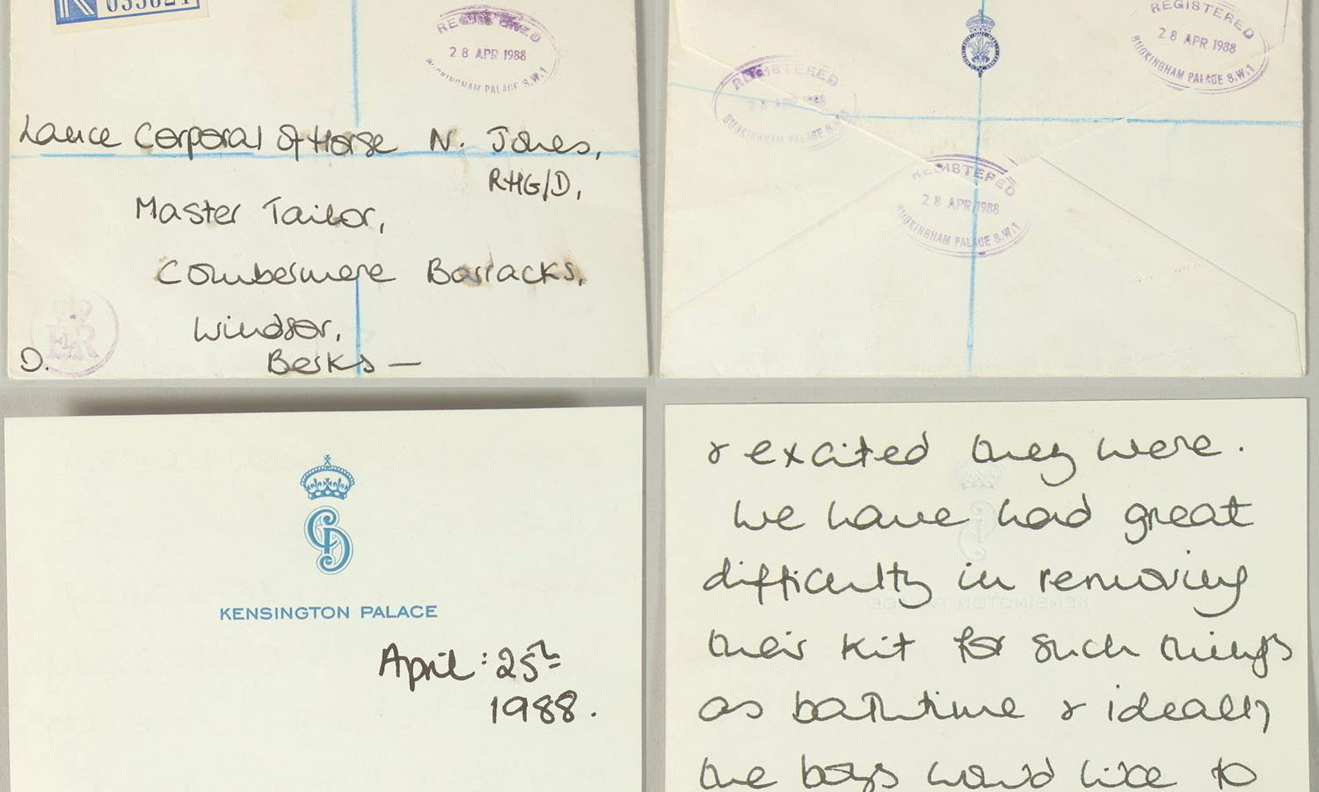 Princess Diana's thank you letter to an army tailor who made combat ...